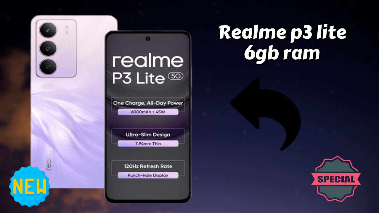 Realme P3 Lite 6GB RAM Display Size: 6.67 Inches (16.94 Cm) Screen Quality
